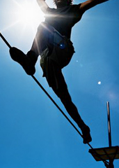 Slacklining at Bridges Rock Gym