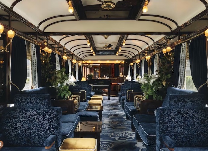 interior of the Belmond Venice Simplon-Orient-Express train