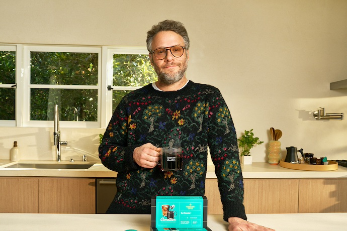 seth rogen drinking Houseplant by Cometeer coffee