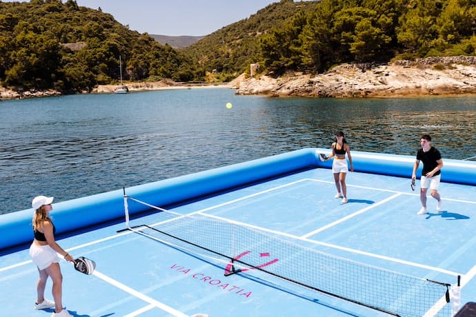 floating pickleball court in croatia