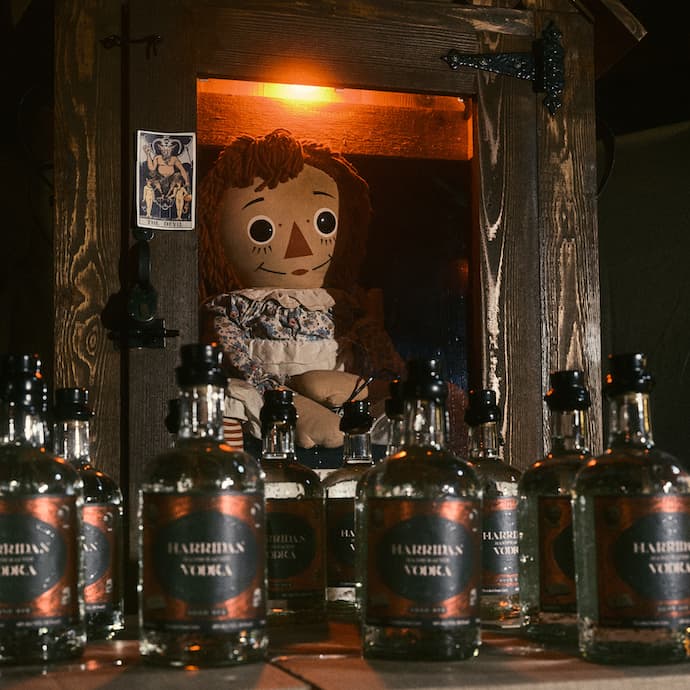 Harridan Vodka Paranormal Reserve annabelle doll